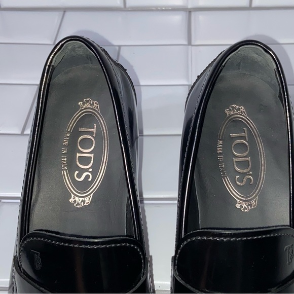 Tod’s Loafers Dress Shoe Black Oxford Patent Leather Italy Tods Men’s UK 8 US 9 main image 9